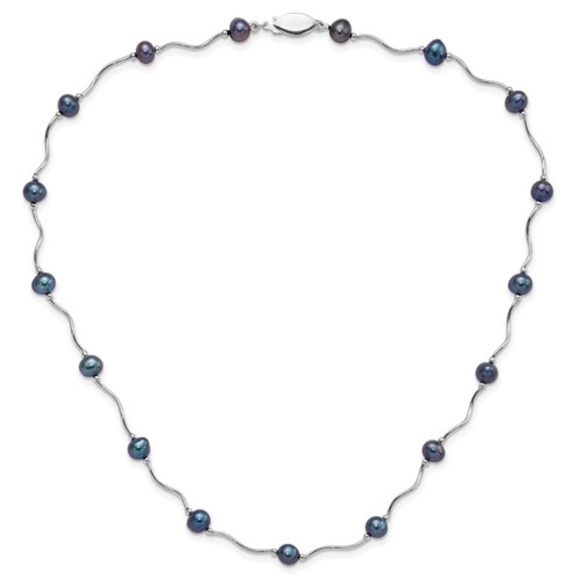 Black FW Cultured Pearl Necklace Sterling Silver
